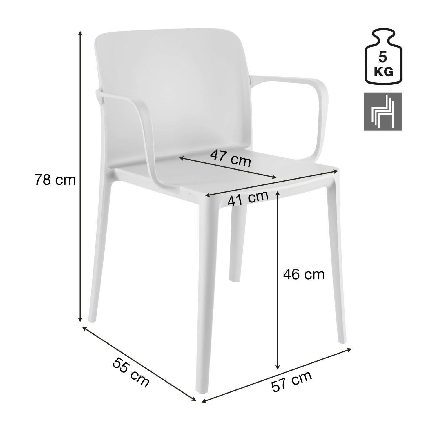 Plastic chair Rigg with armrests