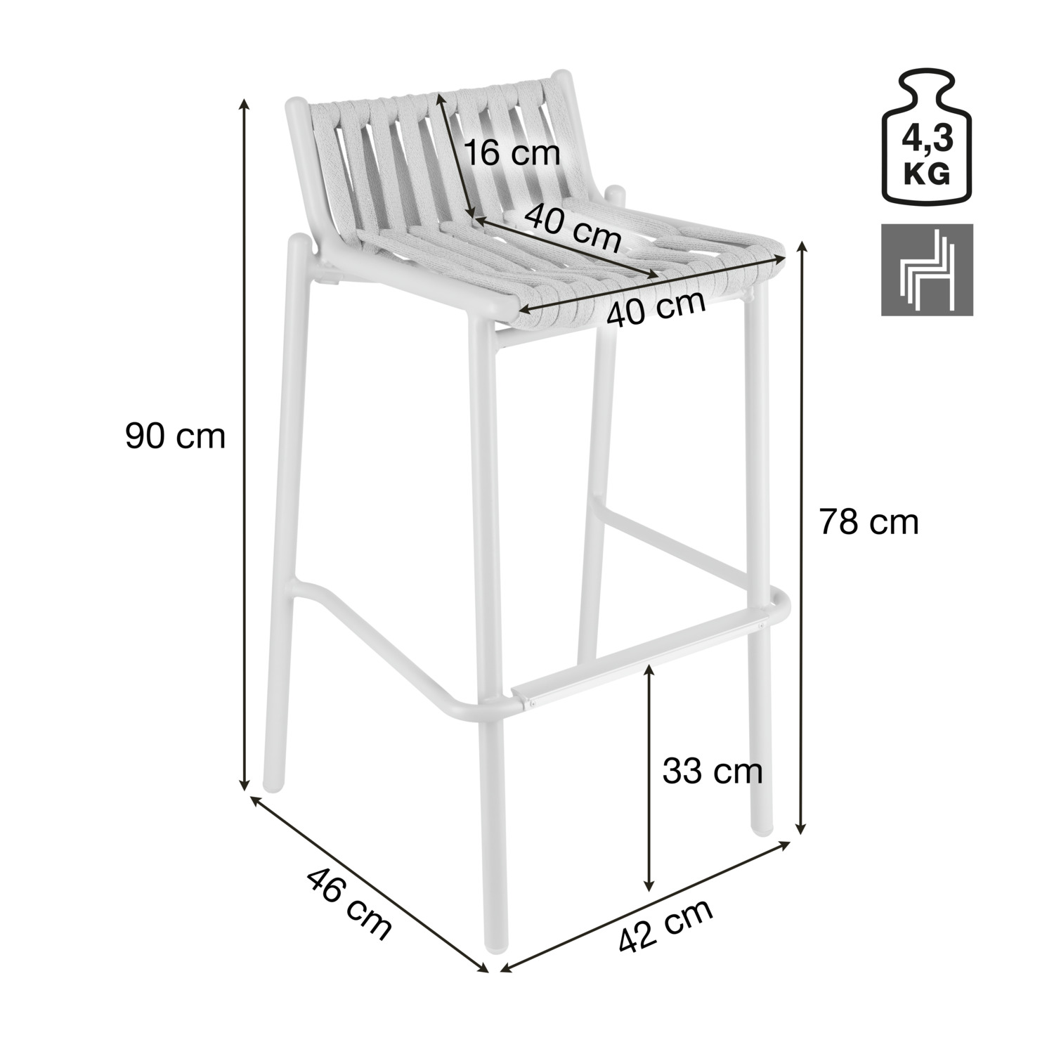 Outdoor bar chair Lumaro