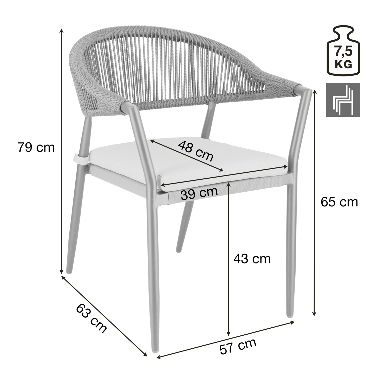 Outdoor chair Calero including seat cushion