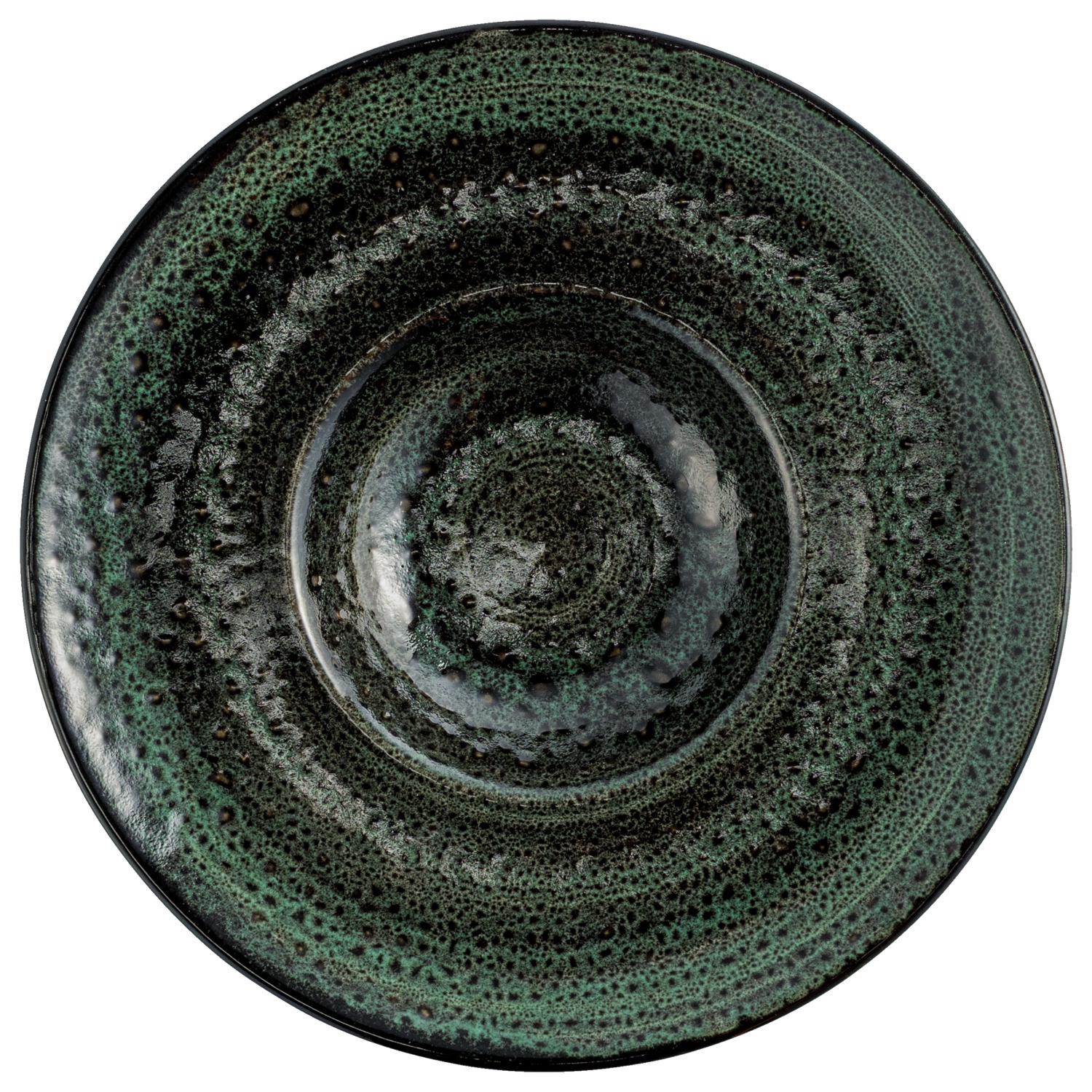 Deep plate Black Reef porcelain, with wide rim