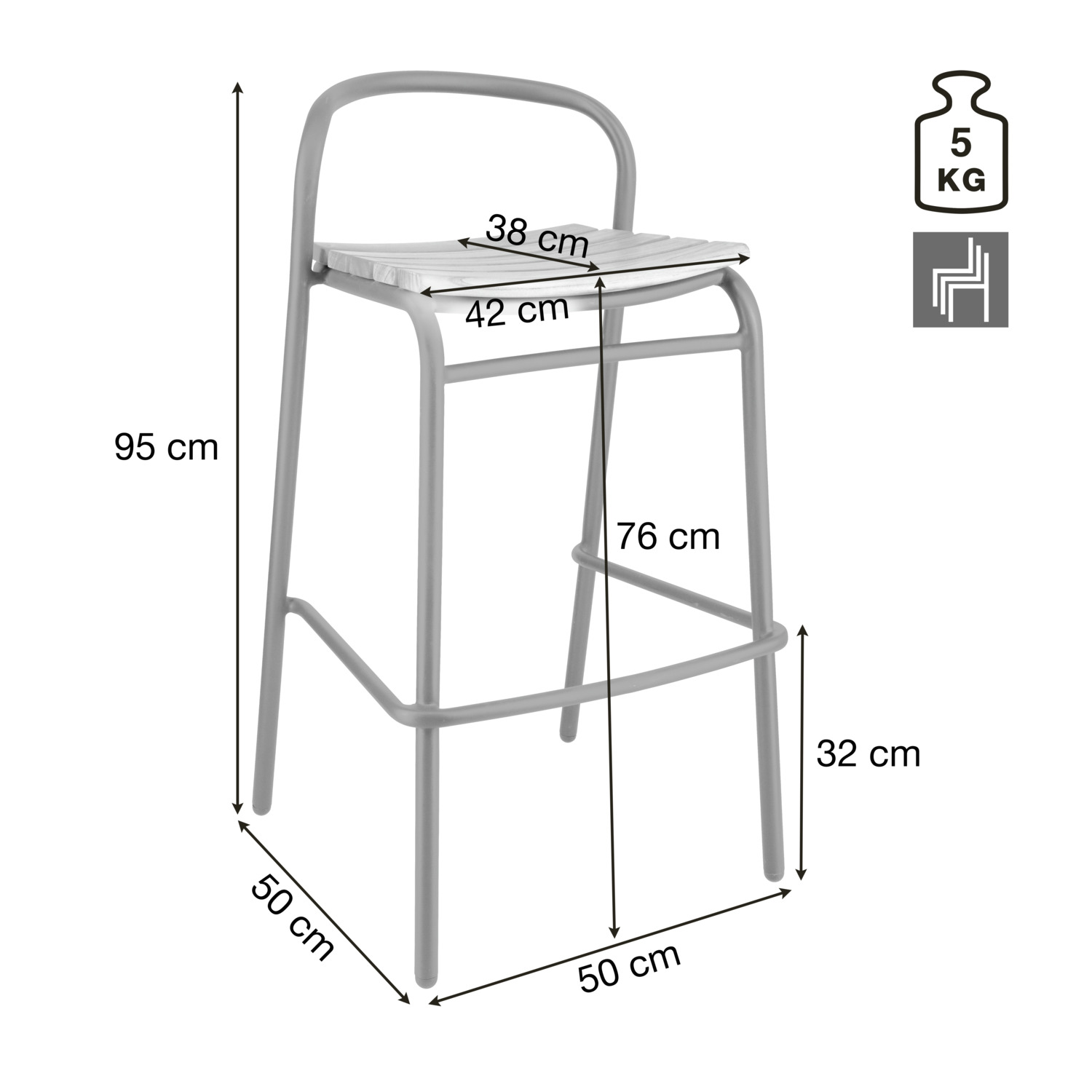 Outdoor teak bar chair Zolia