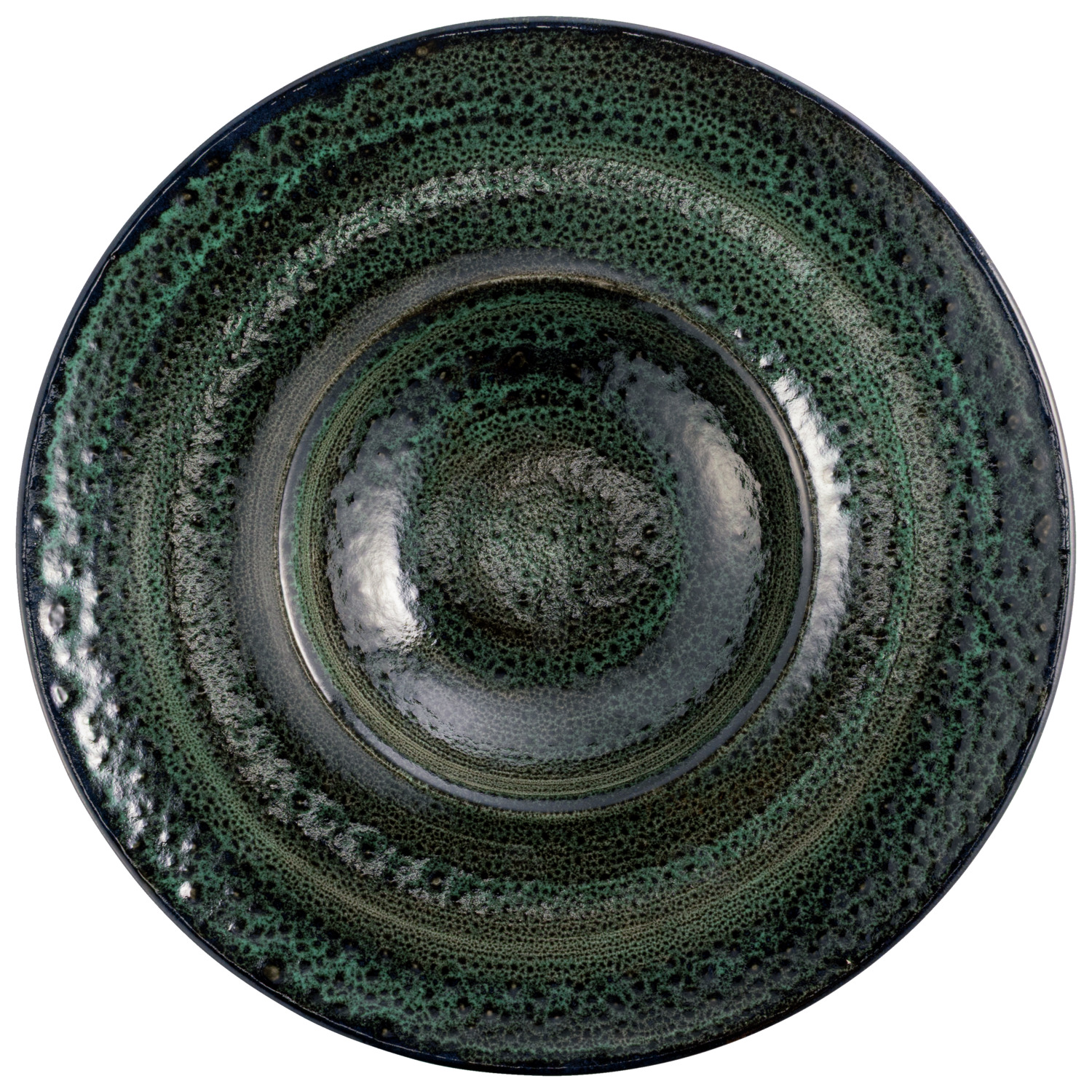 Deep plate Black Reef porcelain, with wide rim