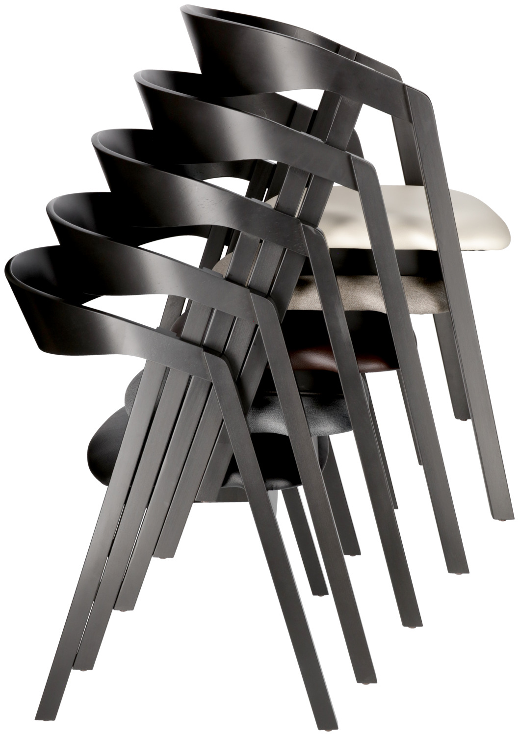 Stacking chair Calma fabric beech wood black lacquered