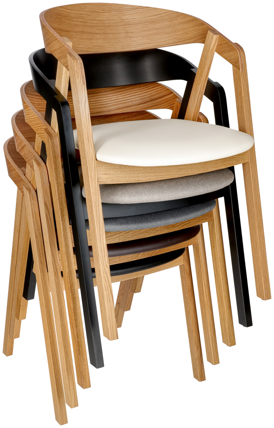 Stacking chair Calma imitation leather oak
