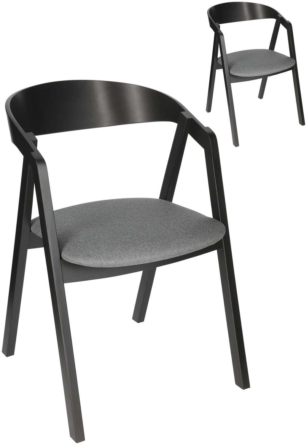 Stacking chair Calma fabric beech wood black lacquered