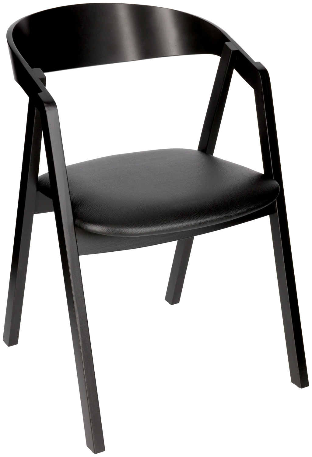 Stacking chair Calma imitation leather beech wood black lacq