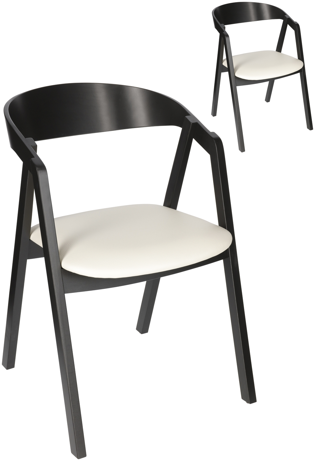 Stacking chair Calma imitation leather beech wood black lacq