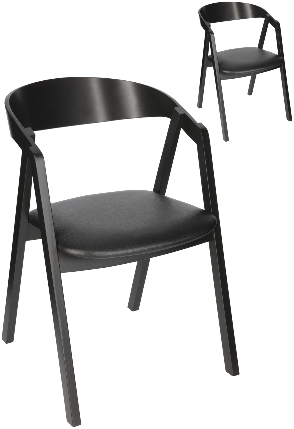 Stacking chair Calma imitation leather beech wood black lacq